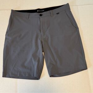 Travis Mathew 36 waist Charcoal Flat Front Shorts golf casual stretch